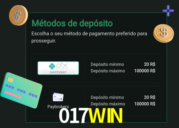 O cassino 017WIN oferece uma grande variedade de métodos de pagamento